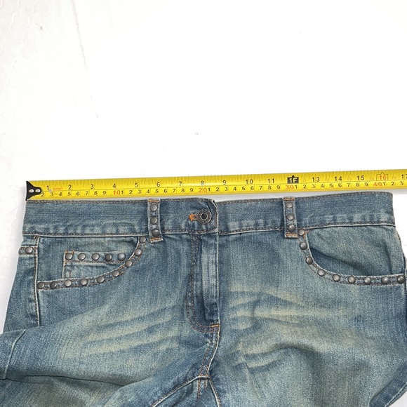 Moschino Cheap and Chic distressed studded cuffed straight blue jeans 10 - Picture 7 of 14